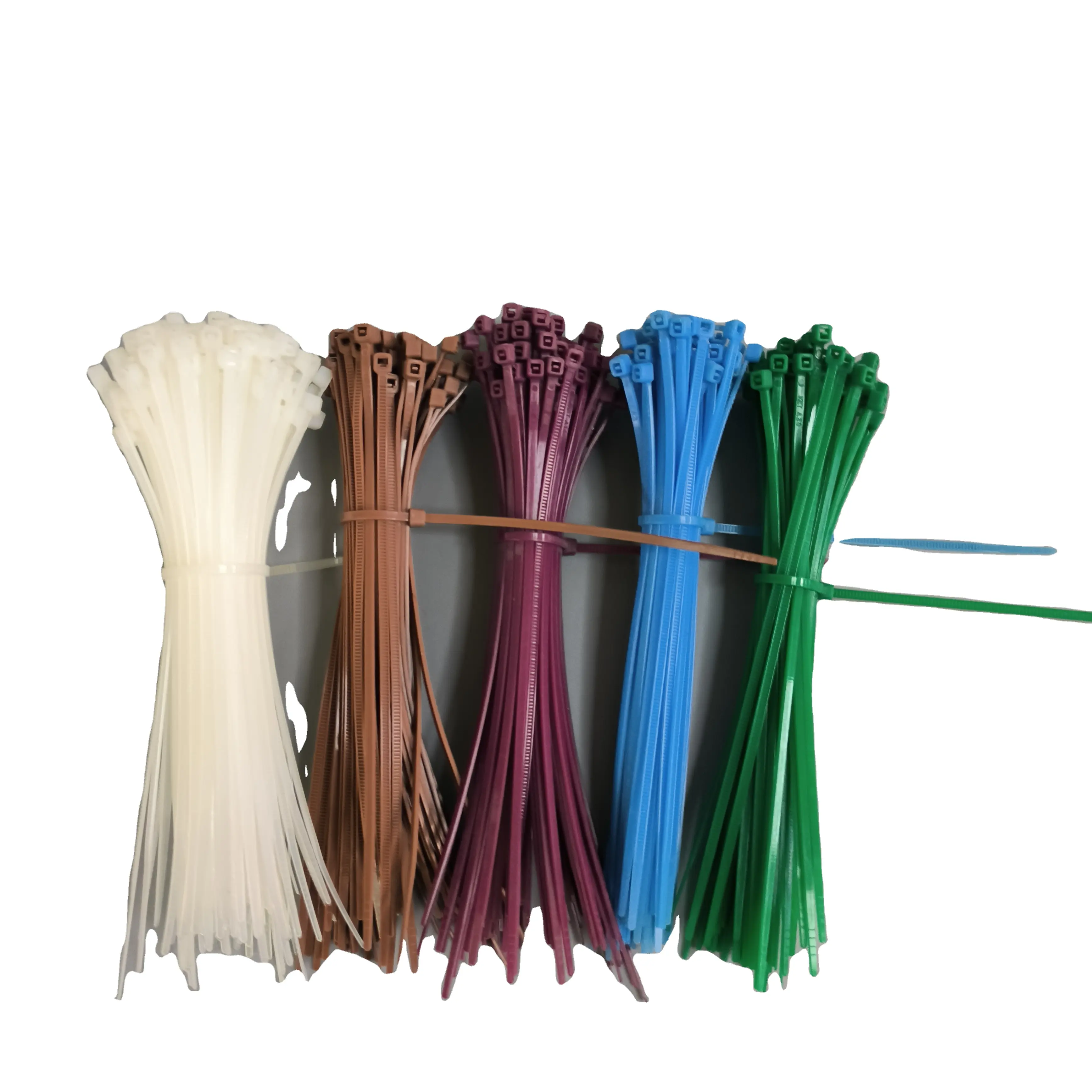 สายผูก kabelbinder พลาสติกไนล่อน PA66พลาสติกที่มีสีสันทนทานนำมาใช้ใหม่ได้มีซิปพลาสติกด้วยตัวเอง