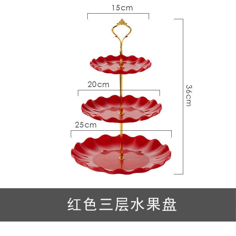 Three-tiered fruit platter - red