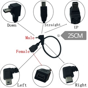免费样品快速运输90度左角USB迷你USB 5针通信电缆聚氯乙烯护套12个月相机电脑 - Product Image 3