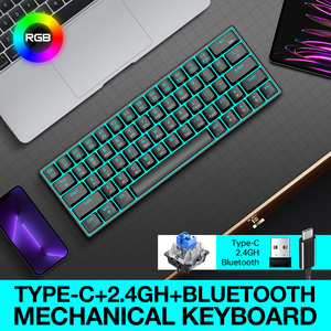 Teclado mecánico retroiluminado T30 RGB con cable/inalámbrico 2,4G 63 teclas tableta computadora de escritorio teclado para juegos de deportes electrónicos - Product Image 3