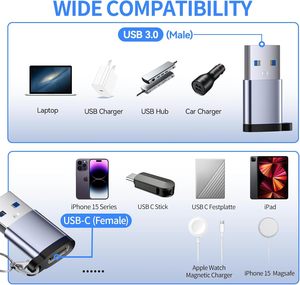 Convertidor OTG USB tipo C macho a USB 3,0 hembra, transferencia de datos de 5Gbps, para computadora portátil, PC, tableta, teléfono inteligente, carcasa de aluminio duradera - Product Image 4