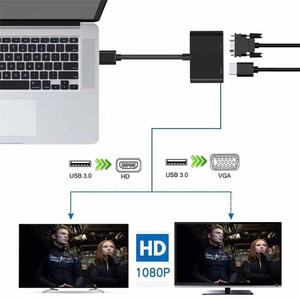 2 in 1 <strong>USB</strong> 3.0 Hub to HD-compatible <strong>USB</strong> to Converter <strong>VGA</strong> Adapter 1080P Display to TV Extend Screen <strong>VGA</strong> Adapter for Computer - Product Image 6