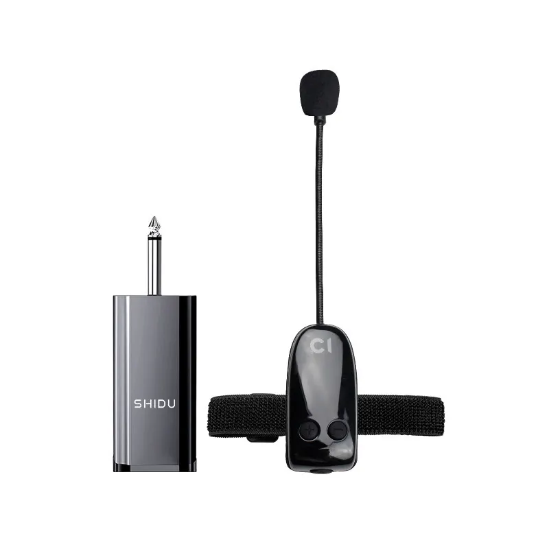 Shidu headset sem fio uhf, microfone com receptor recarregável para instrumentos musicais