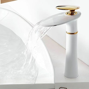 Hiện Đại Duy nhất-lỗ gắn Trắng Brass lưu vực vòi gốm van thác nước phòng tắm tàu chìm Mixer tap lạnh nước nóng - Product Image 3