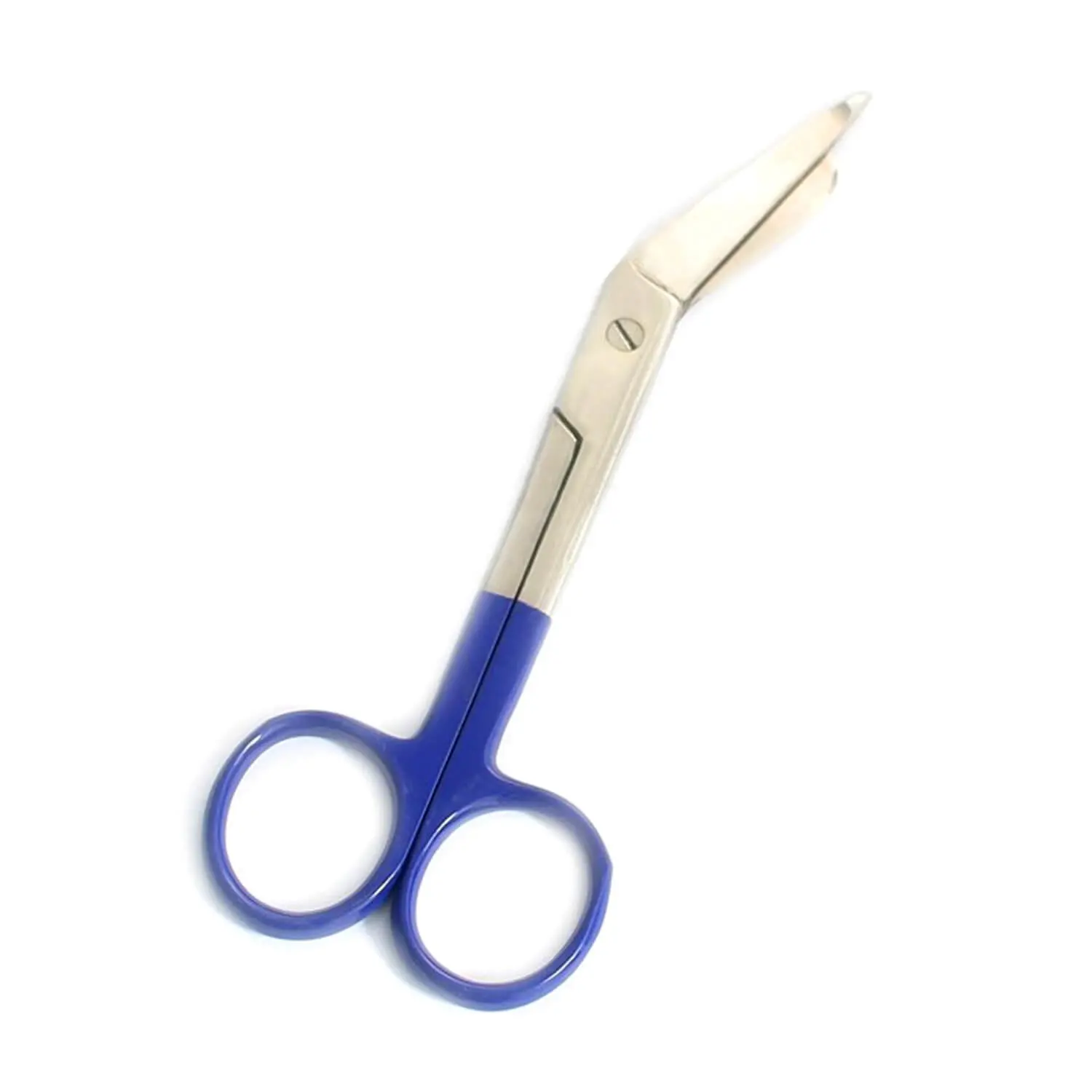 Tesoura de bandagem médica Lister azul com alças revestidas de cor de 5,5 '' Metal manual de operação com certificação CE garantia de 1 ano