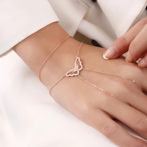 Hot bán kim cương nạm đôi bướm Vòng Vòng đeo tay 18K mạ vàng phụ nữ không thấm nước nô lệ Vòng đeo tay - Product Image 2