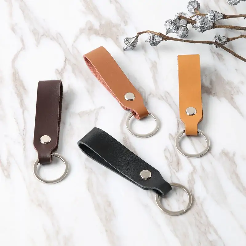 SY108 personnalisé luxe Sublimation porte-clés en cuir véritable voiture pendentif porte-clés en cuir porte-clés blanc