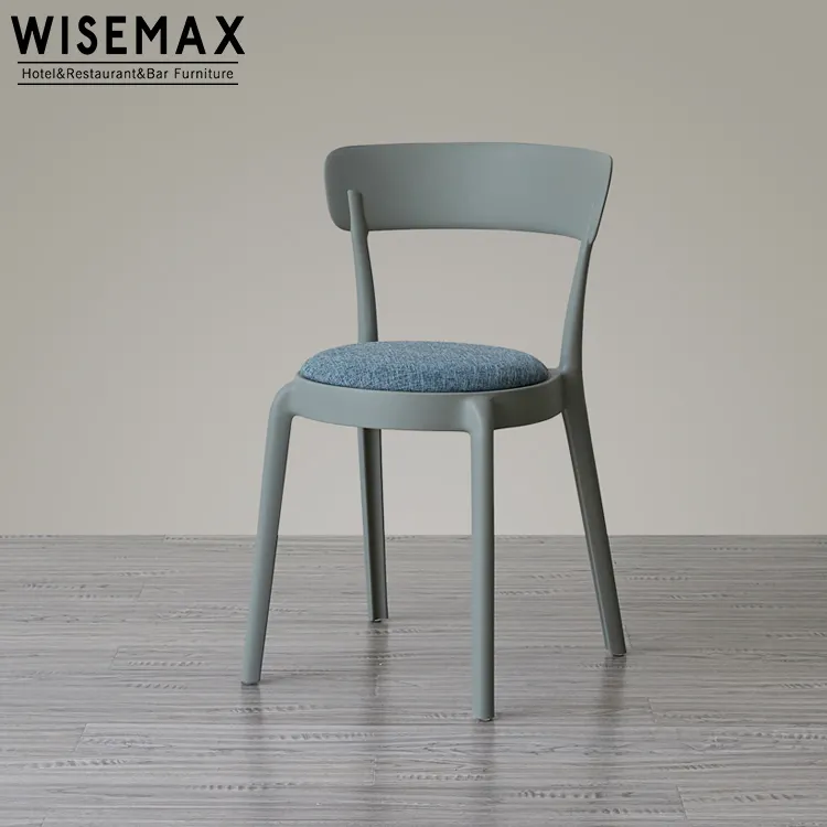 Moderno precio barato muebles de comedor restaurante cafe de plástico Silla de comedor silla de plástico con asiento de cojines