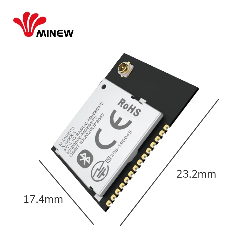 Minew Nordic Nrf52833 Chip Draadloze Ipex Ms88sf23 20 Gpio Bluetooth 5.0 Ble Module Smart Watch Applicatie