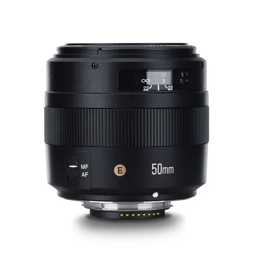 YONGNUO Yn50mm F1.4N E kamera Lens büyük diyafram otomatik odaklama Nikon için Lens DSLR kamera çok fonksiyonlu otomatik 7 bıçakları 50mm