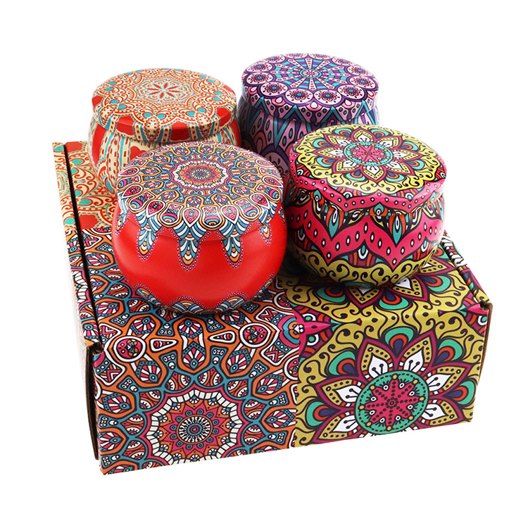 Round Scent Body Soy Christmas Natural Bath Scented Wax Candle In Tin Jar