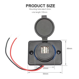 防水表面安装3.1A DC 12V/24v面板座USB端口充电器插座USB插座 - Product Image 2