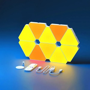 发光二极管三角量子灯RGB壁灯智能拾音器节奏背景灯卧室床边夜灯办公室装饰