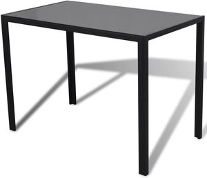 <strong>Rectangular</strong> Glass Top Kitchen <strong>Tables</strong> and Chairs Set Dining Room <strong>Table</strong> Set for 6 Black - Product Image 1