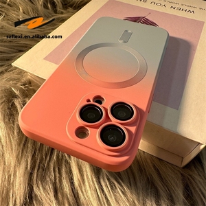 IPhone用高級磁気ワイヤレス充電グラデーションパターン電話ケース11 12 13 14 15Pro MaxPlusソフト磁気シリコンカバー - Product Image 5