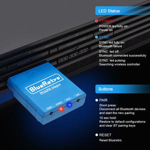 适用于PS2通用转换器游戏手柄加密狗的Blueretro BT无线适配器适用于PS2 PSX PS一个控制台适用于PS3 PS4 PS5控制器 - Product Image 5