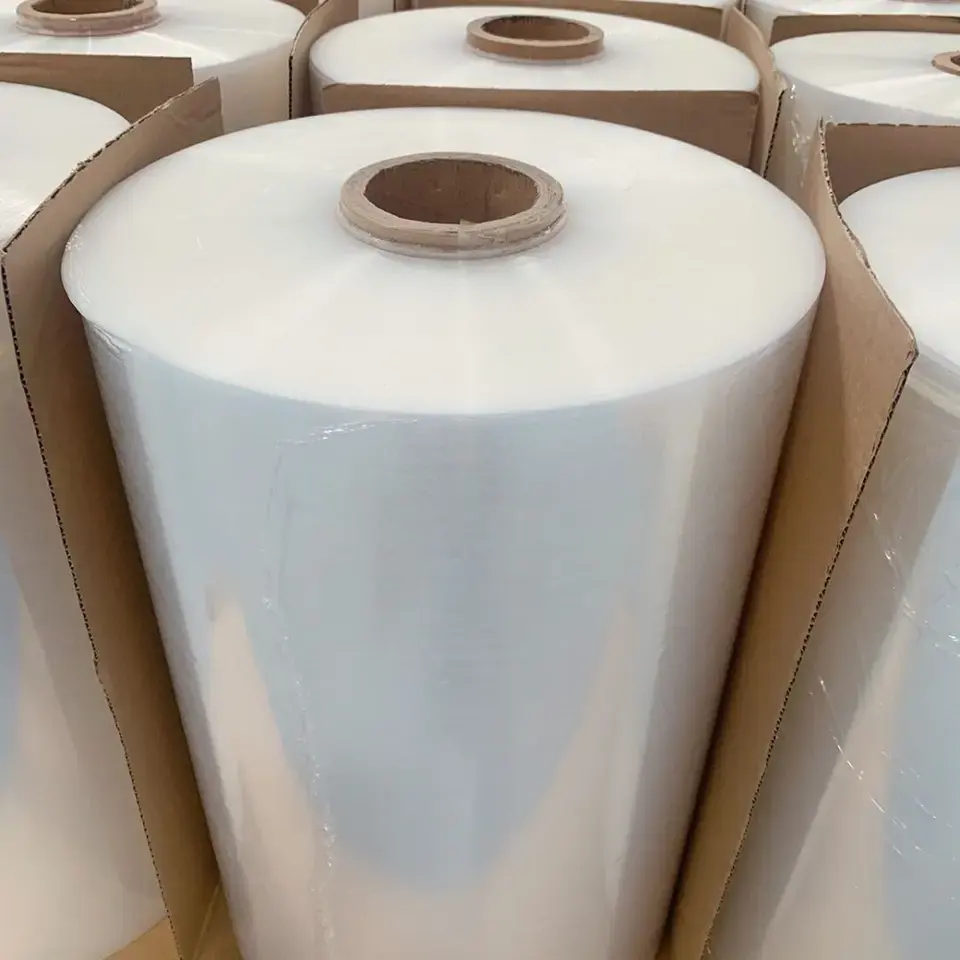 투명 산업 50kg 플라스틱 ldpe 팔레트 랩 플라스틱 점보 롤 스트레치 필름 점보 롤 핸드 스트레치 랩 필름