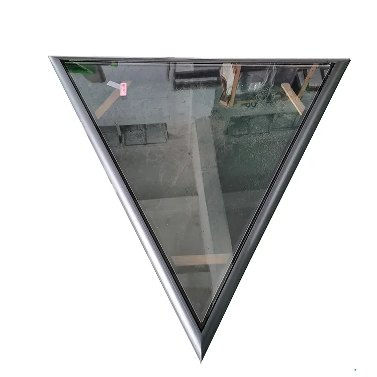 Special shape design glass window round triangle on size skylight roof window triangle glass fixed window