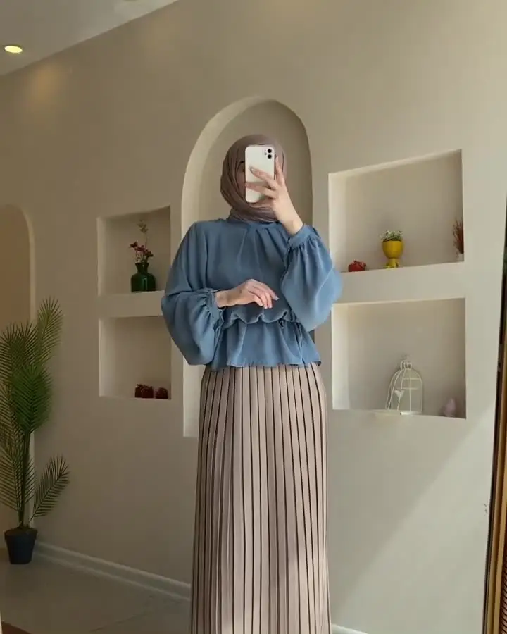 2Pcs/Set Folded Shirt With Half Skirt Set Eid Dubai Women's 2024 New Style Fashion Long sleeved Shirt Party Dress Muslim Abaya