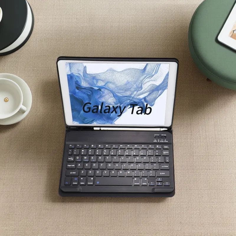 2023 Samsung Galaxy Tab A8/X200 10.5 S6 Lite เคสแท็บเล็ต PU ที่เข้ากันได้กับแป้นพิมพ์ไร้สายแบบถอดได้รองรับระบบ iOS