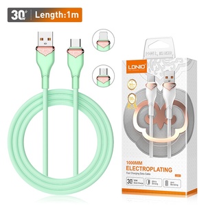 Ldnio LS821/LS822 30W TPE USB สายเคเบิลข้อมูลโทรศัพท์มือถือ Micro Type C ปลั๊กชาร์จเร็ว1M/2M - Product Image 2