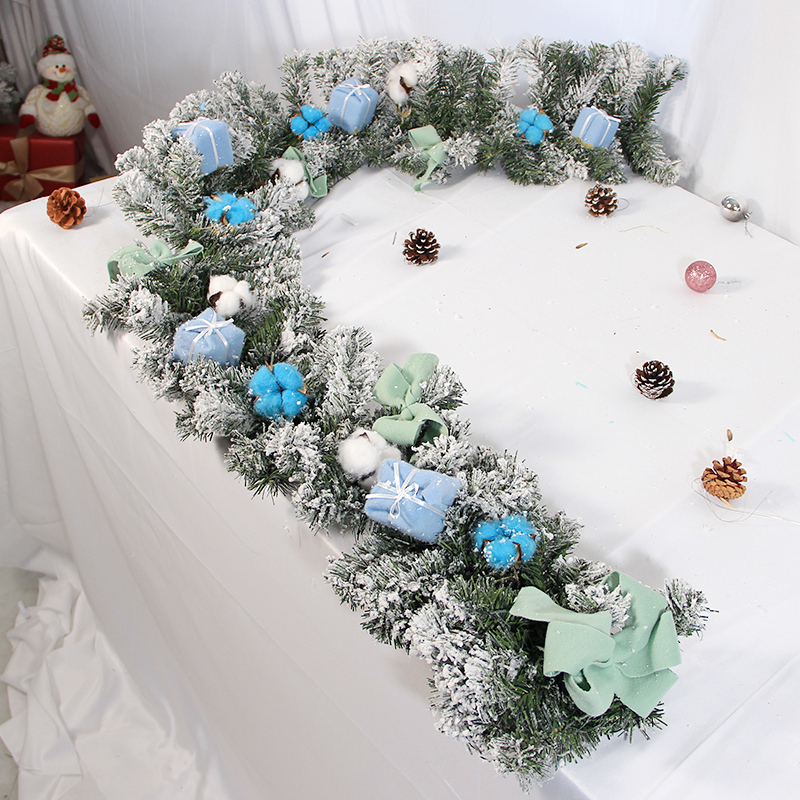 Rotin floqué 1,8 m + accessoires bleus