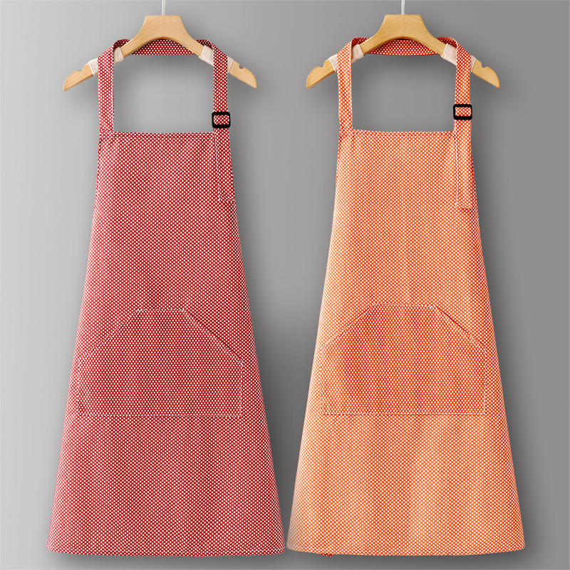 LZ647 Halter de lunares en algodón slub Naranja+Rojo
