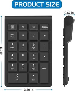 Extensions 10 Key Portable 2.4 GHz Wireless <strong>Numeric</strong> <strong>Keypad</strong> 22-Key Financial Accounting <strong>Number</strong> <strong>Keyboard</strong> for Laptop PC - Product Image 3