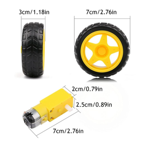 Motor eléctrico de CC con rueda de neumático de plástico, 3-6V, engranaje de doble eje, Motor de caja de cambios magnética TT para coche inteligente Arduino - Product Image 5
