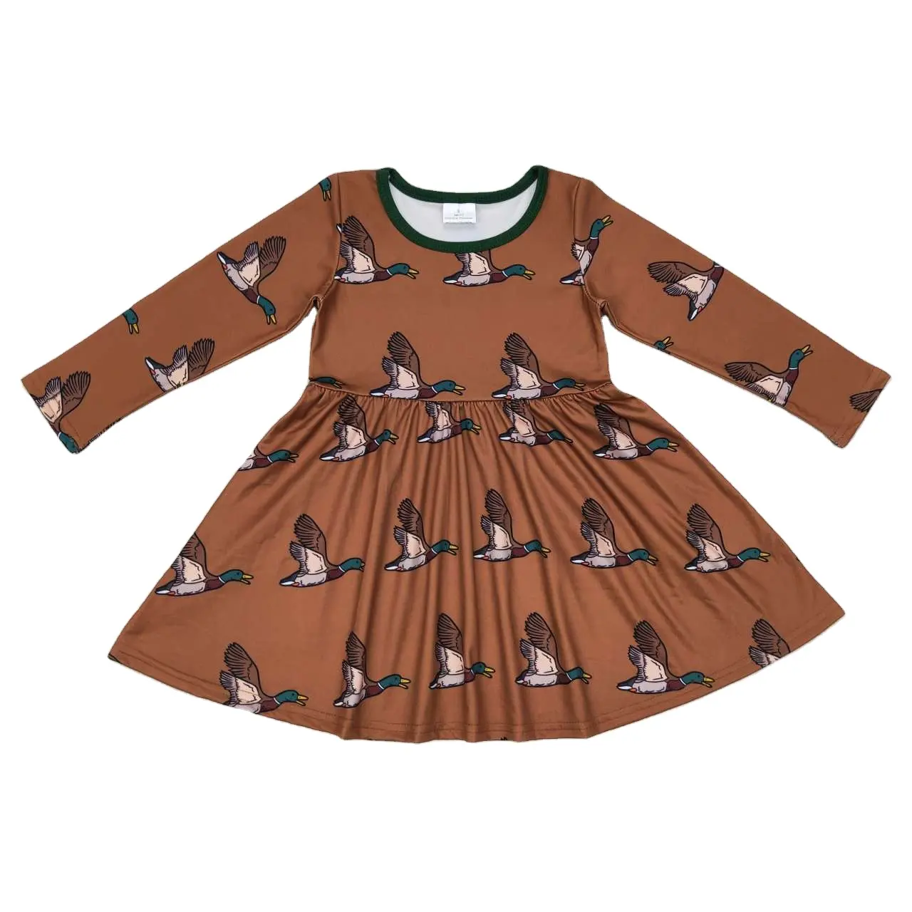 brown duck bird cartoon Short sleeve dress children clothing boutique kids dresses for girls girl tutu dress kids clothing baby