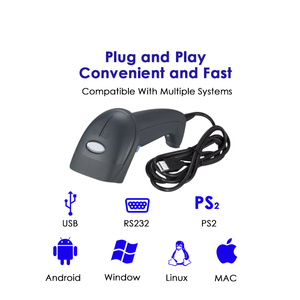 手持式USB RS232 PS2条形码移动扫描仪阅读器1D激光扫描仪分配器方便商店DM代码扫描仪 - Product Image 5