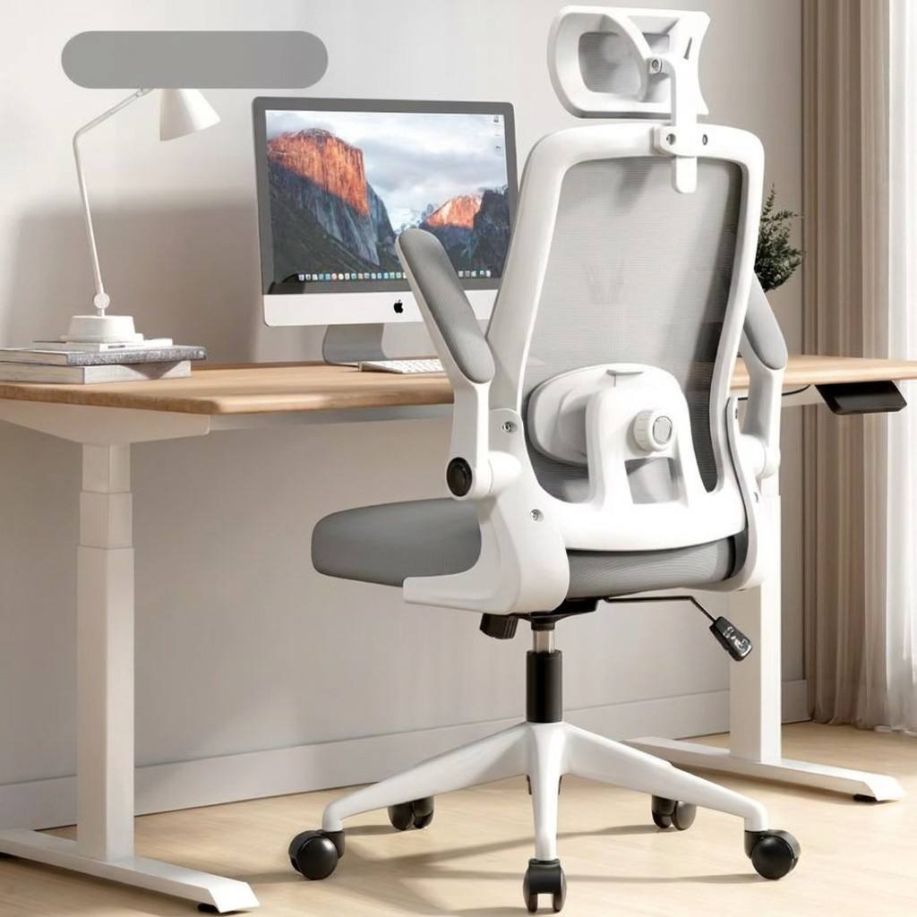 White frame+Gray mesh+with headrest