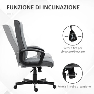 Vinsetto回転オフィスチェアロッキング機能と調整可能な高さ65x72x102-112.5cmグレー