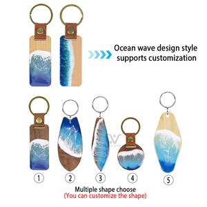 Saf ahşap Hawaii Surfboard tasarım boyalı dalga tasarımı ile reçine epoksi anahtarlık yapay sanat çanta etiketi - Product Image 3