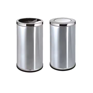 Cylindrical Stainless Steel Trash <strong>Can</strong> Indoor Classic Rubbish <strong>Bin</strong> With Anti-Slip Base Waste <strong>Bin</strong> with Choosable Top Module - Product Image 1