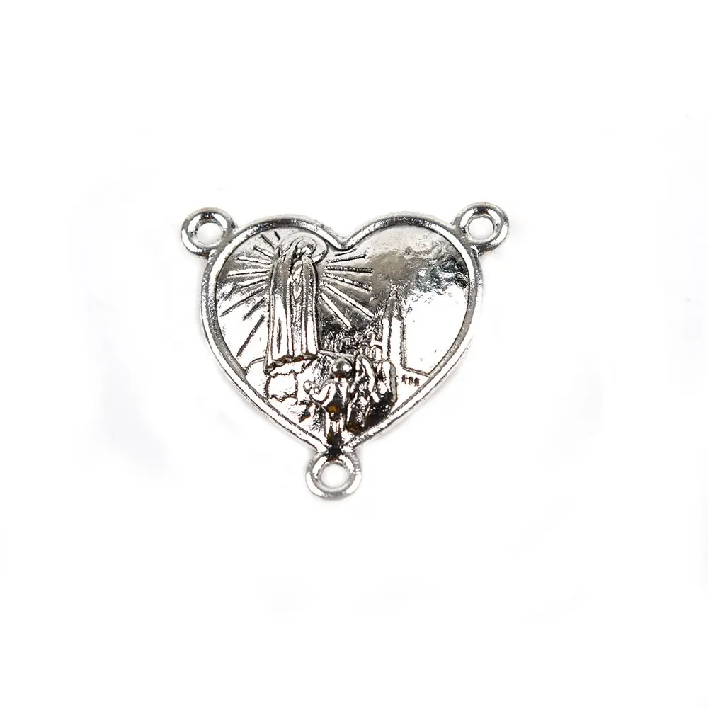Sacrifício forma de coração 20mm, liga de prata metal católica mestre