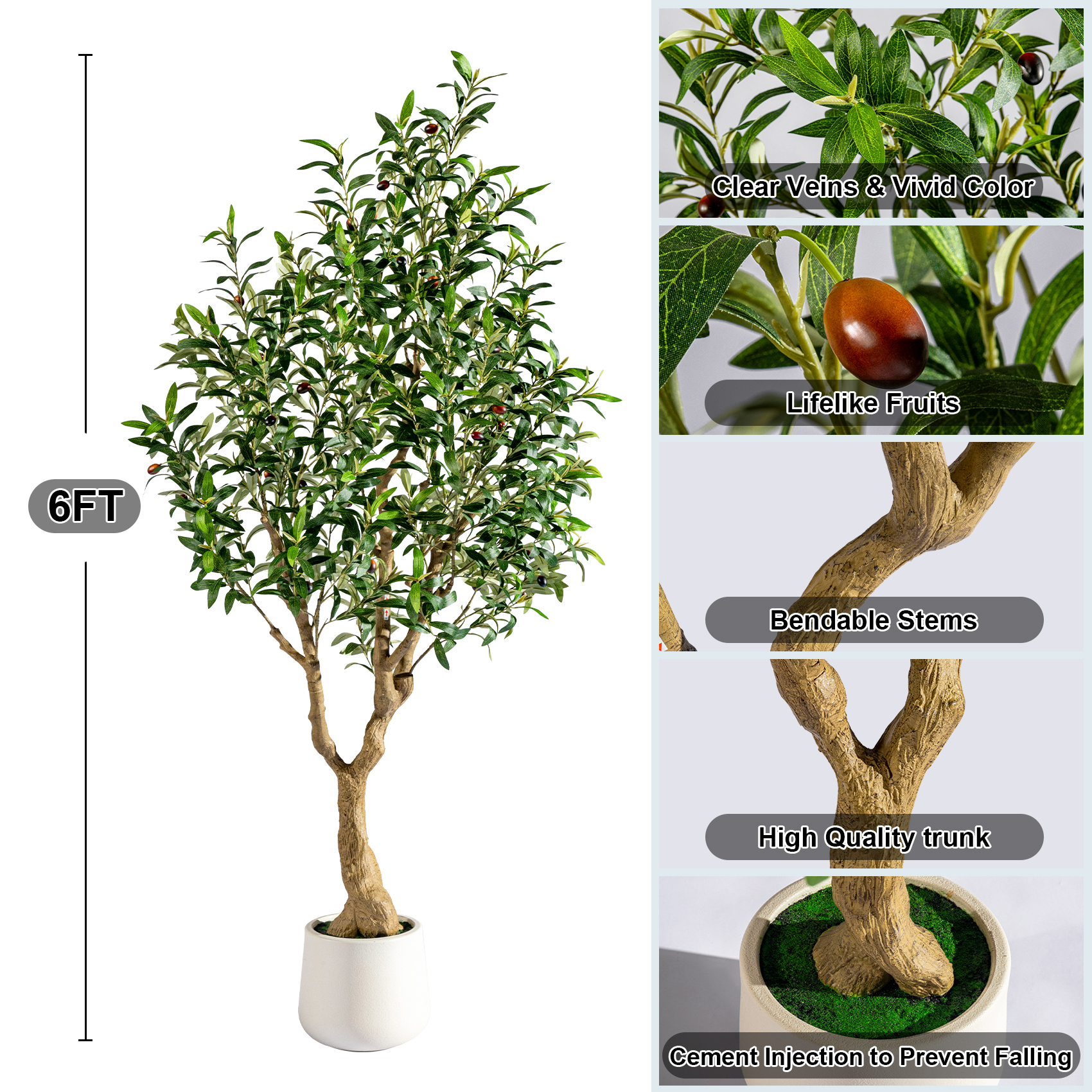 6ft Olive Tree with Lifelike Fruits