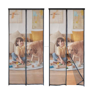 Cortina de puerta de mosquitera magnética de malla de poliéster fuerte incorporada para técnica de Velcro para pantalla de puerta de mosquito de estilo simple fácil - Product Image 3