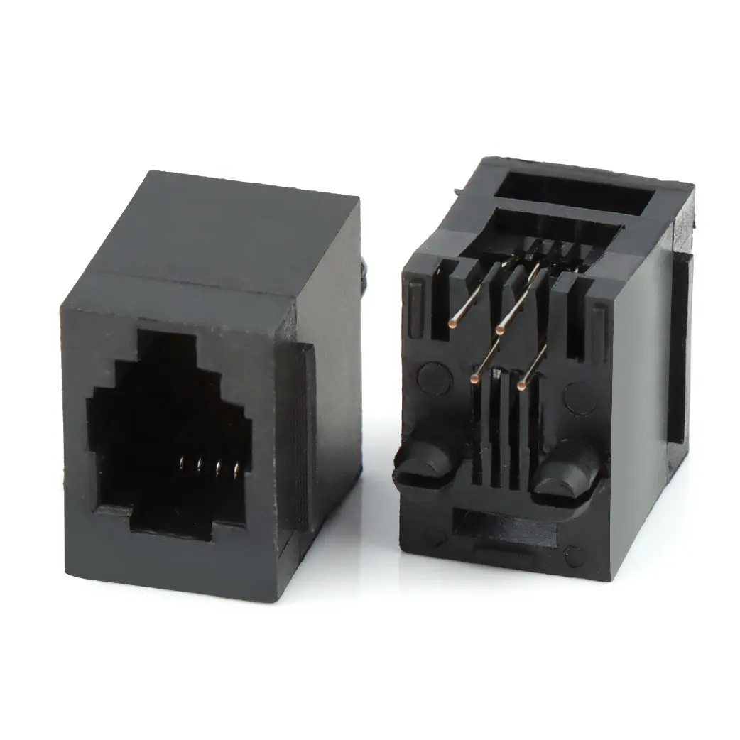 Connecteur vertical rj45 4P4C rj11 femelle, 4 broches, 4 cœurs, non blindés, prise rj11, livraison gratuite