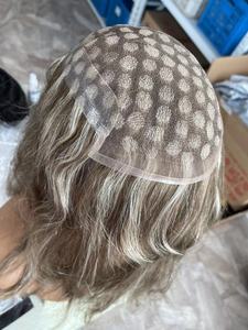 高档全瑞士蕾丝，带PU薄皮，金发人发假发，适合女性 - Product Image 4