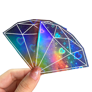 定制全息贴纸印刷粘合剂乙烯基闪光标志模切防水闪亮贴纸标签 - Product Image 1