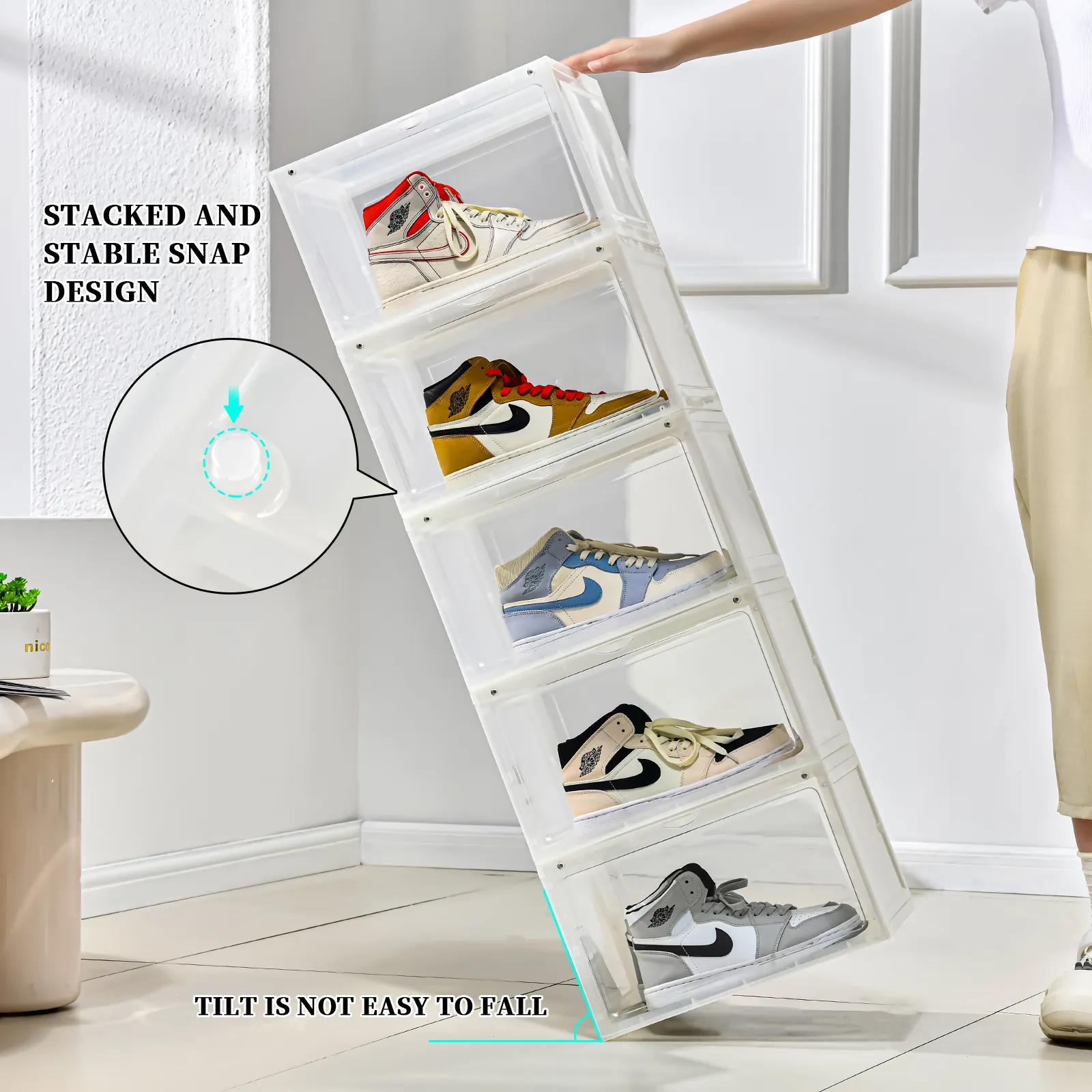 5688 Schuhe Kunststoff box mit LED Licht dicken Kunststoff Acryl transparenten Sports chuh Aufbewahrung sbox