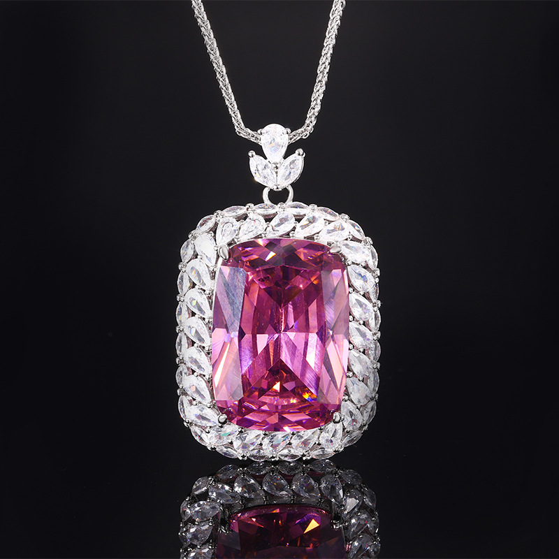 Platinum dried rose pendant with Chopin chain