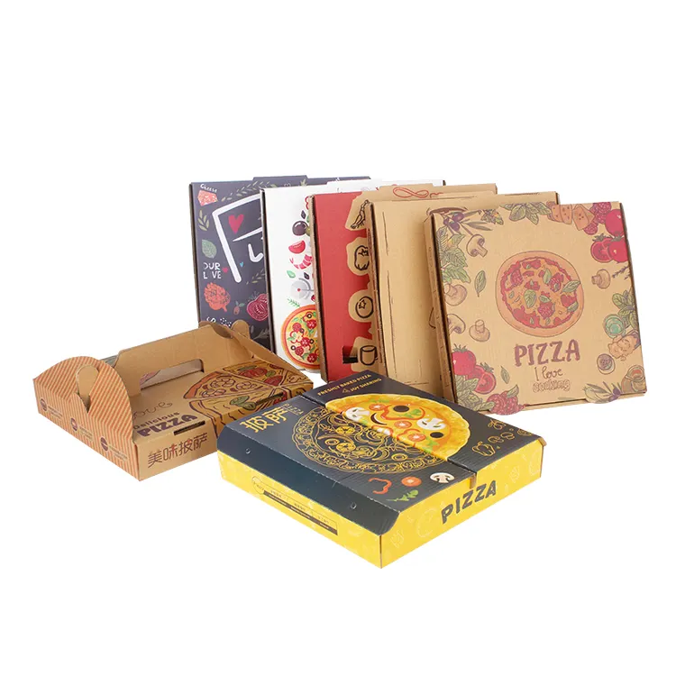 Оптовая продажа, высокое качество, изготовление на заказ, биоразлагаемая коробка из гофрированной бумаги для фаст-фуда, коробка для пиццы