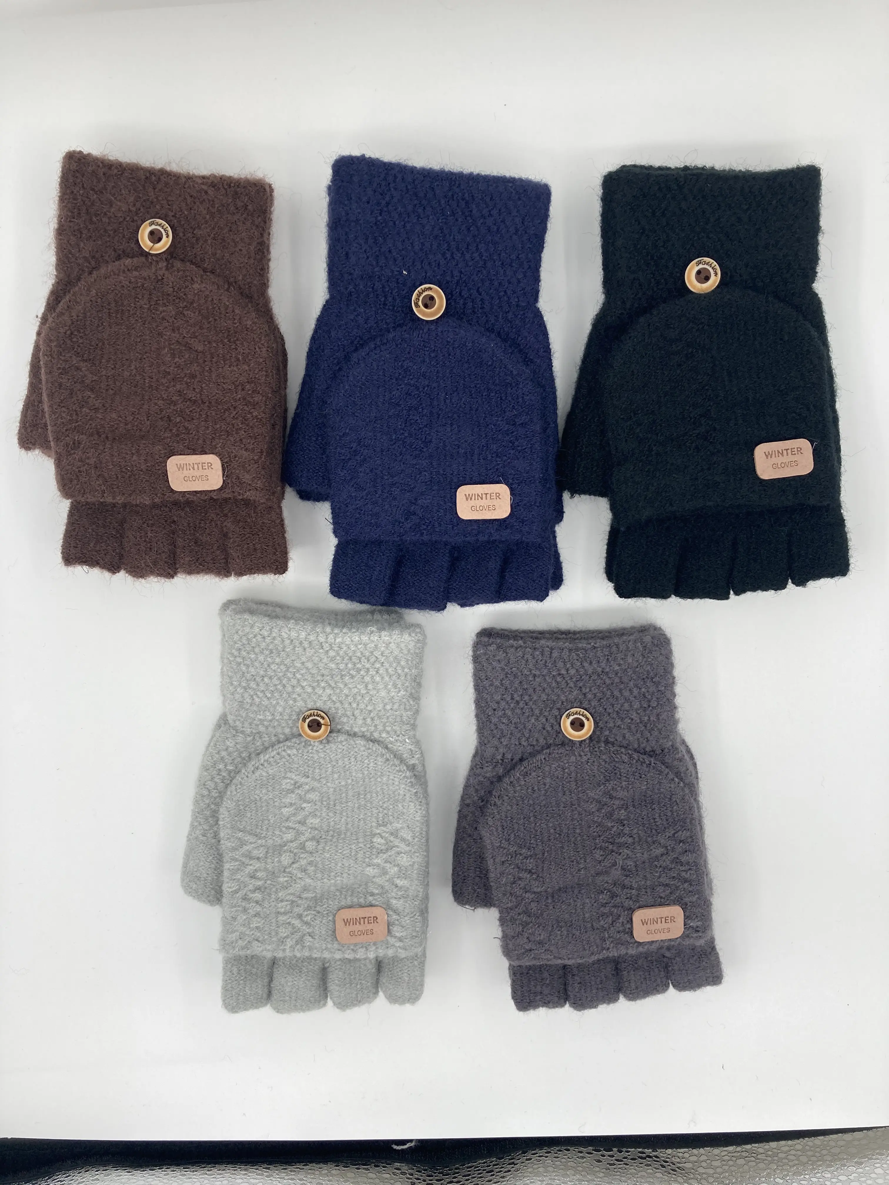 Gants d'hiver en tricot pour filles, accessoire vestimentaire chaud, sans doigts, pour écran tactile, main au poignet, nouvelle collection