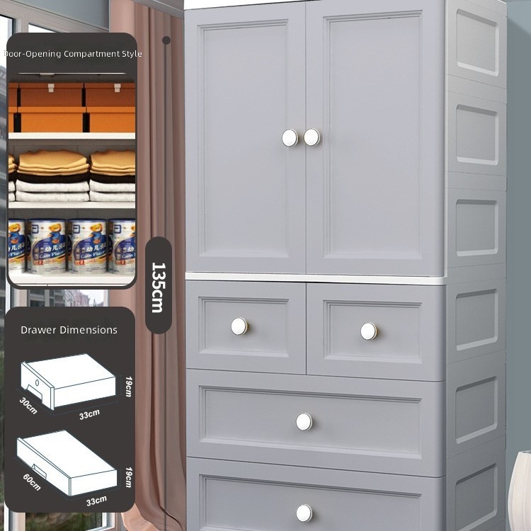 65cm wide compartmentalized drawer-4 tiers-gray