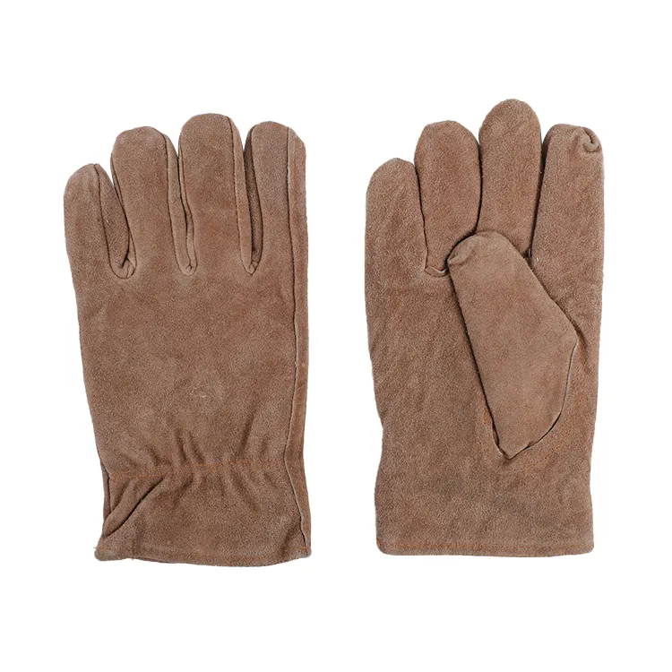 Venta caliente grado AB vaca-grano cuero marrón oscuro invierno cálido seguridad conductor guantes de trabajo