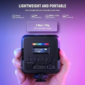 Neewer CRI97 + 2500K-8500K 17ฉาก2000mAh ไฟกล้อง LED 2แพ็ค RGB62ไฟวิดีโอ RGB แม่เหล็กพร้อมการควบคุมแอพ