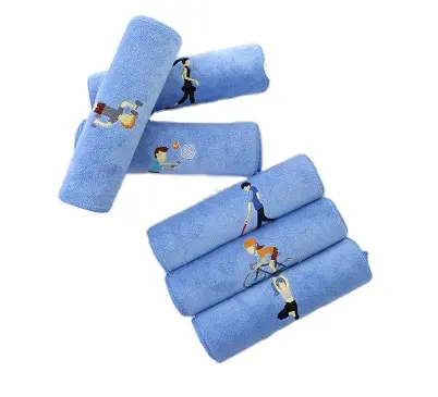 Asciugamano sportivo con ricamo in cotone morbido assorbente Yoga palestra campeggio Golf Fitness asciugamano per il sudore asciugamano sportivo per cartoni animati 25*110cm