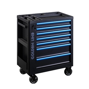 Goldenline 7抽屉金属工具箱滚轮柜，带手动工具组钢滚动工具推车 - Product Image 1